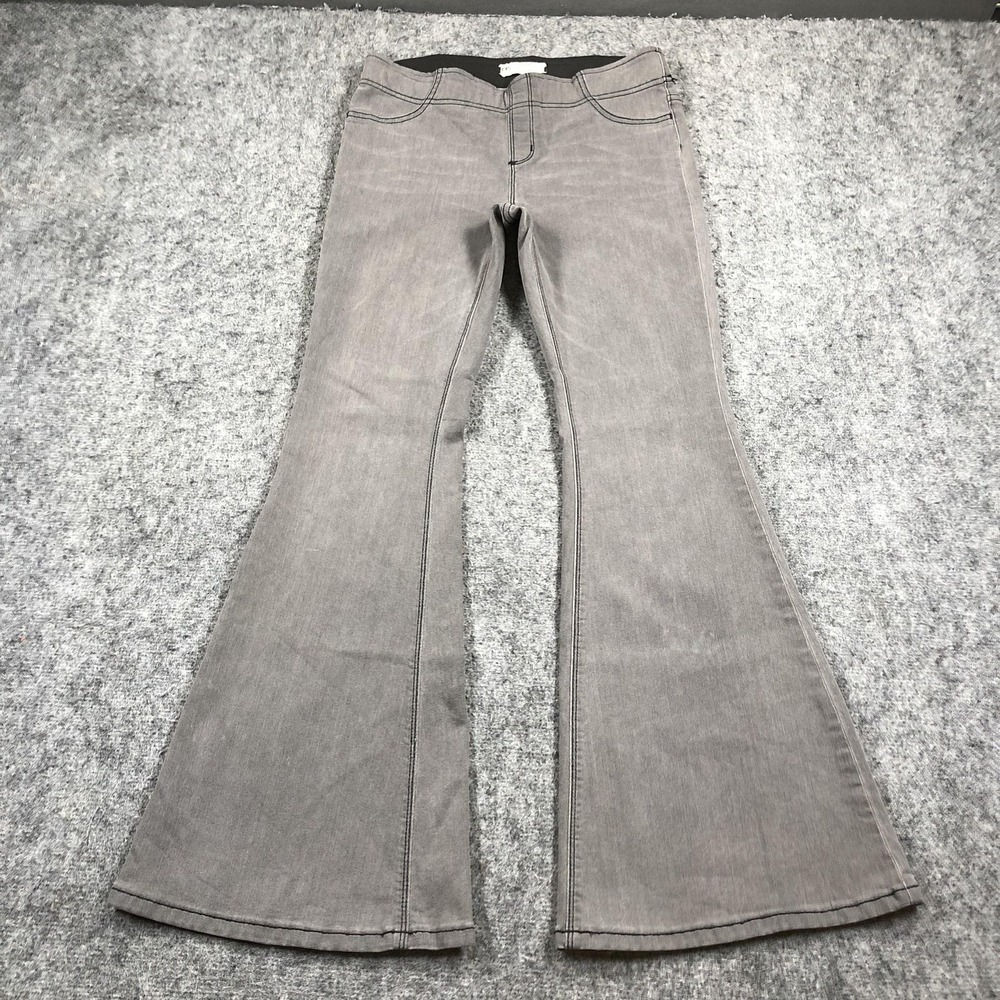 Free People Jeans Womens 29 Gray Charcoal Mid Rise Slim Flare Stretch Denim